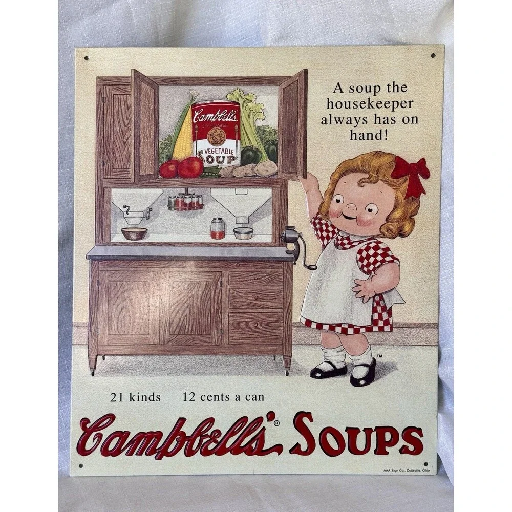Vintage 1993 Metal Tin Signs Campbell's Soup Nostalgic Advertising Ads Lot of 2